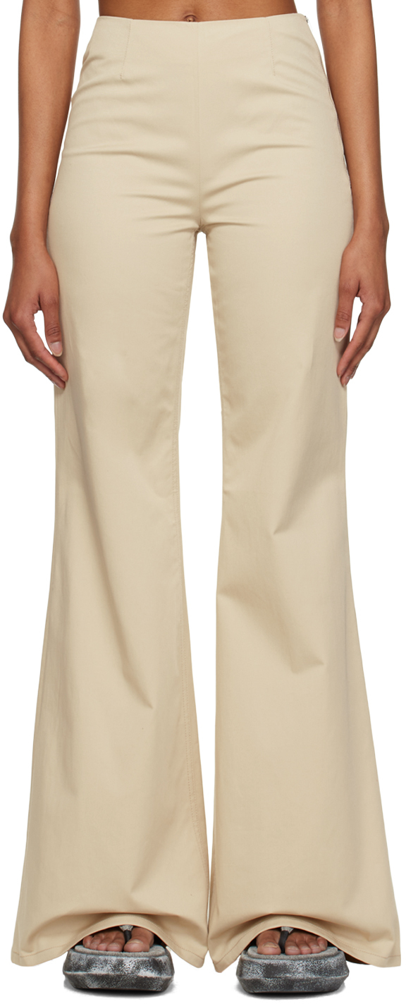 Acne Studios Flared Stretch-cotton Twill Pants In Beige