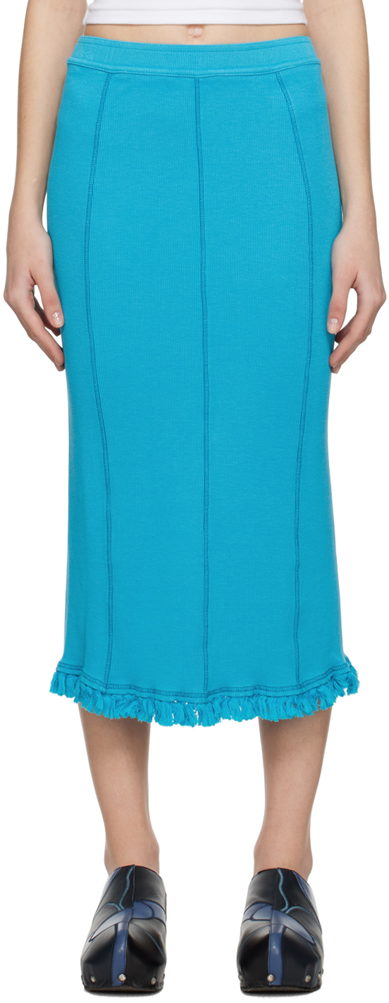 Shop Acne Studios Blue Tassel Maxi Skirt In Turquoise