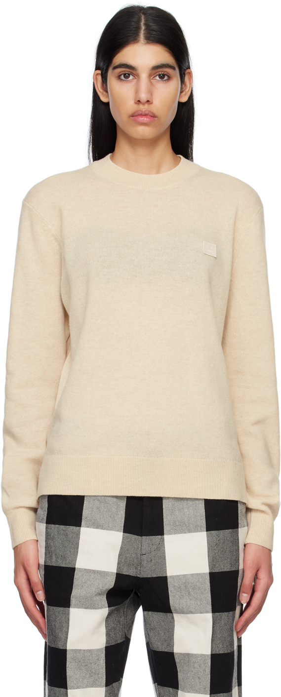 Acne Studios Beige Patch Sweater In Oatmeal Melange