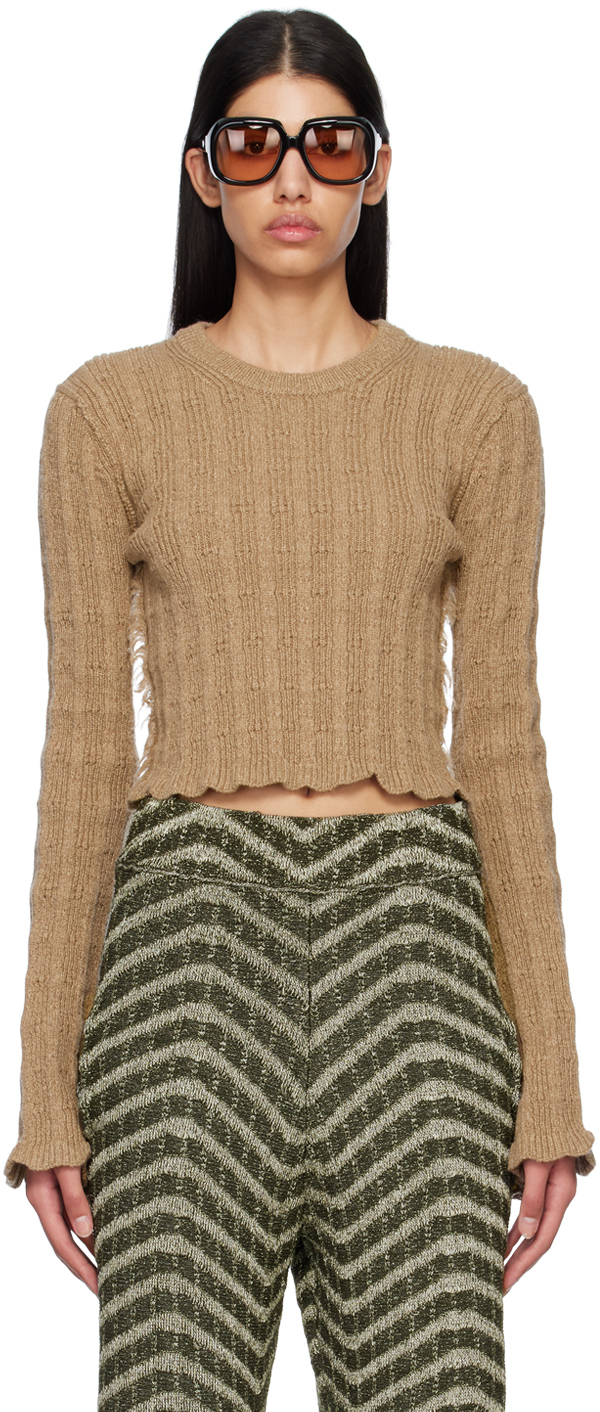 Pull Vintage Années 70 Erika Blocky Sand - Who’s That Girl - Taille 34 - Viscose - Femme