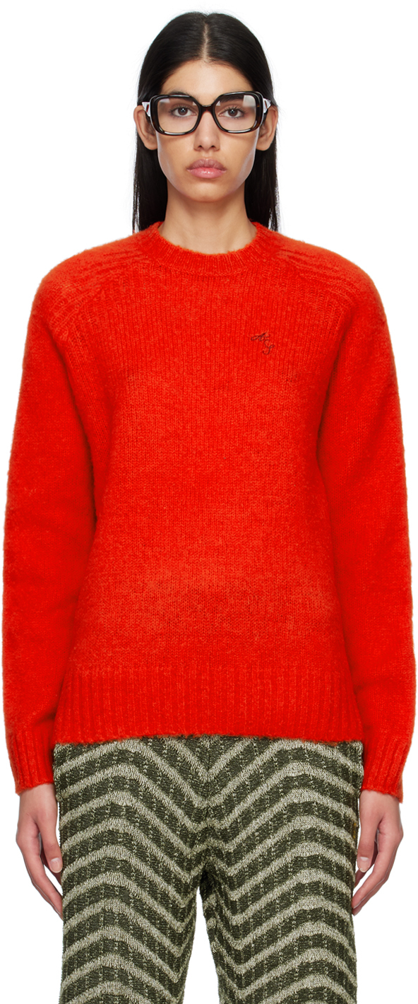 Acne Studios Red Patch Sweater In Sharp Red