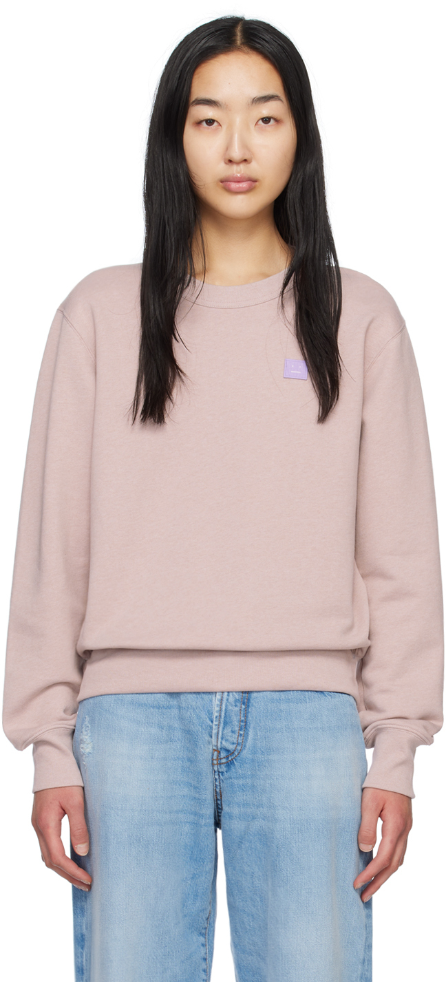 Acne Studios Face Patch Cotton Sweatshirt In Purple
