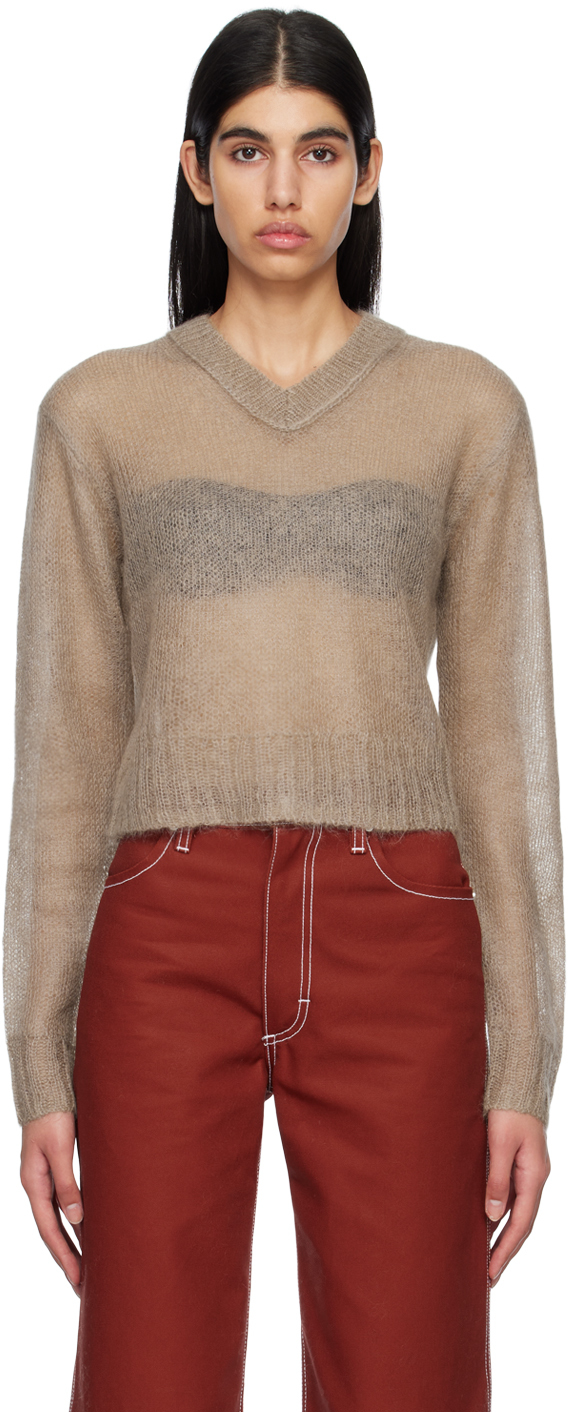 Acne Studios: Taupe Cropped Sweater | SSENSE