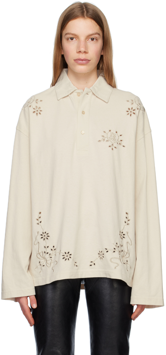 Acne Studios Beige Embroidered Polo