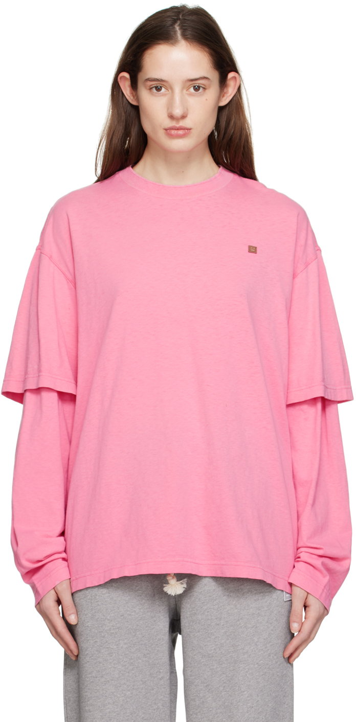 Acne Studios: Pink Layered Long Sleeve T-Shirt | SSENSE