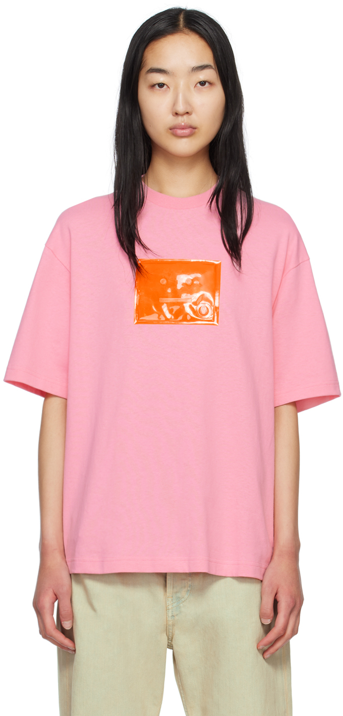 Acne Studios Pink Logo T-shirt In Bubblegum Pink