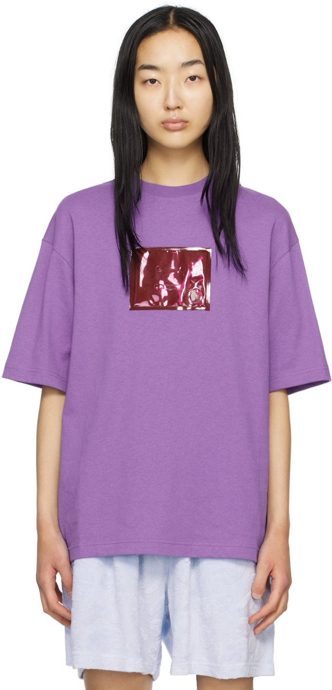 Acne Studios Exford Inflatable Logo Organic Cotton T-shirt In Iris Purple
