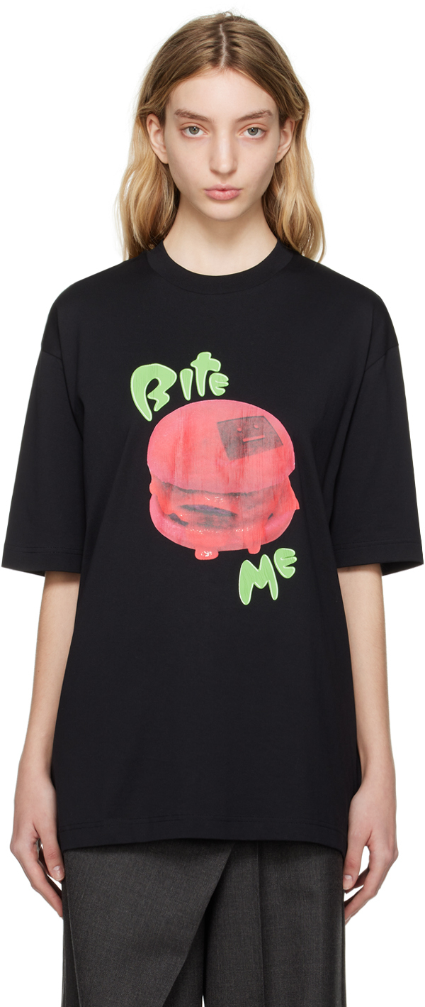 Black Printed T-Shirt by Acne Studios on Sale