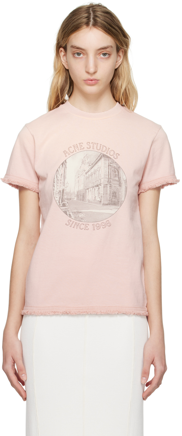 Acne Studios: Pink Printed T-Shirt | SSENSE