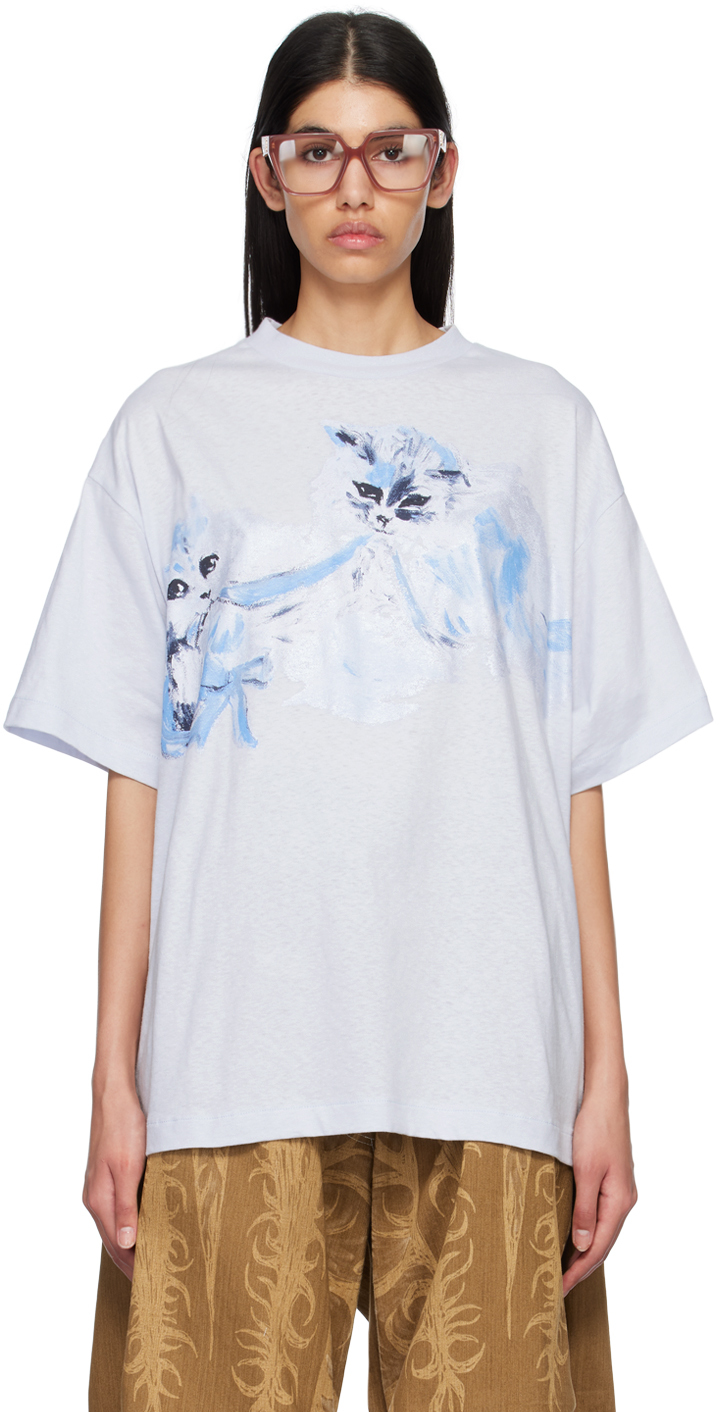 Acne Studios Blue Printed T-Shirt