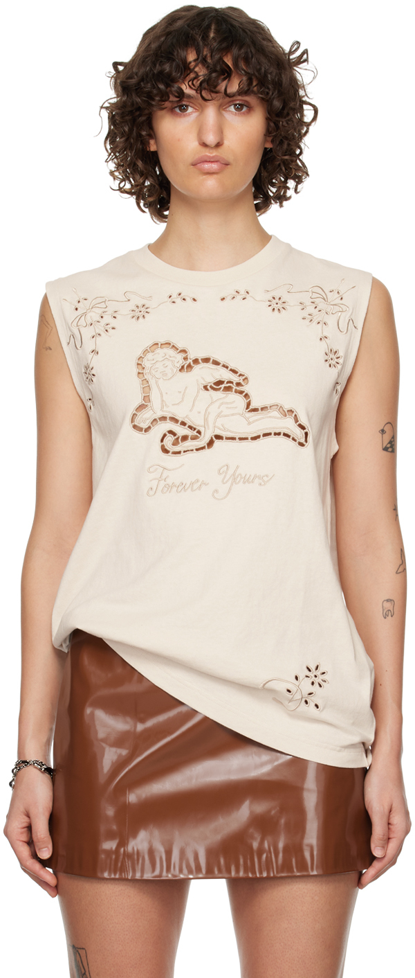 Acne Studios Beige Embroidered T-Shirt