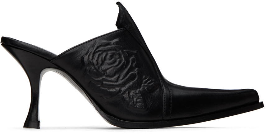 Acne Studios Leather Heeled Mules In Black