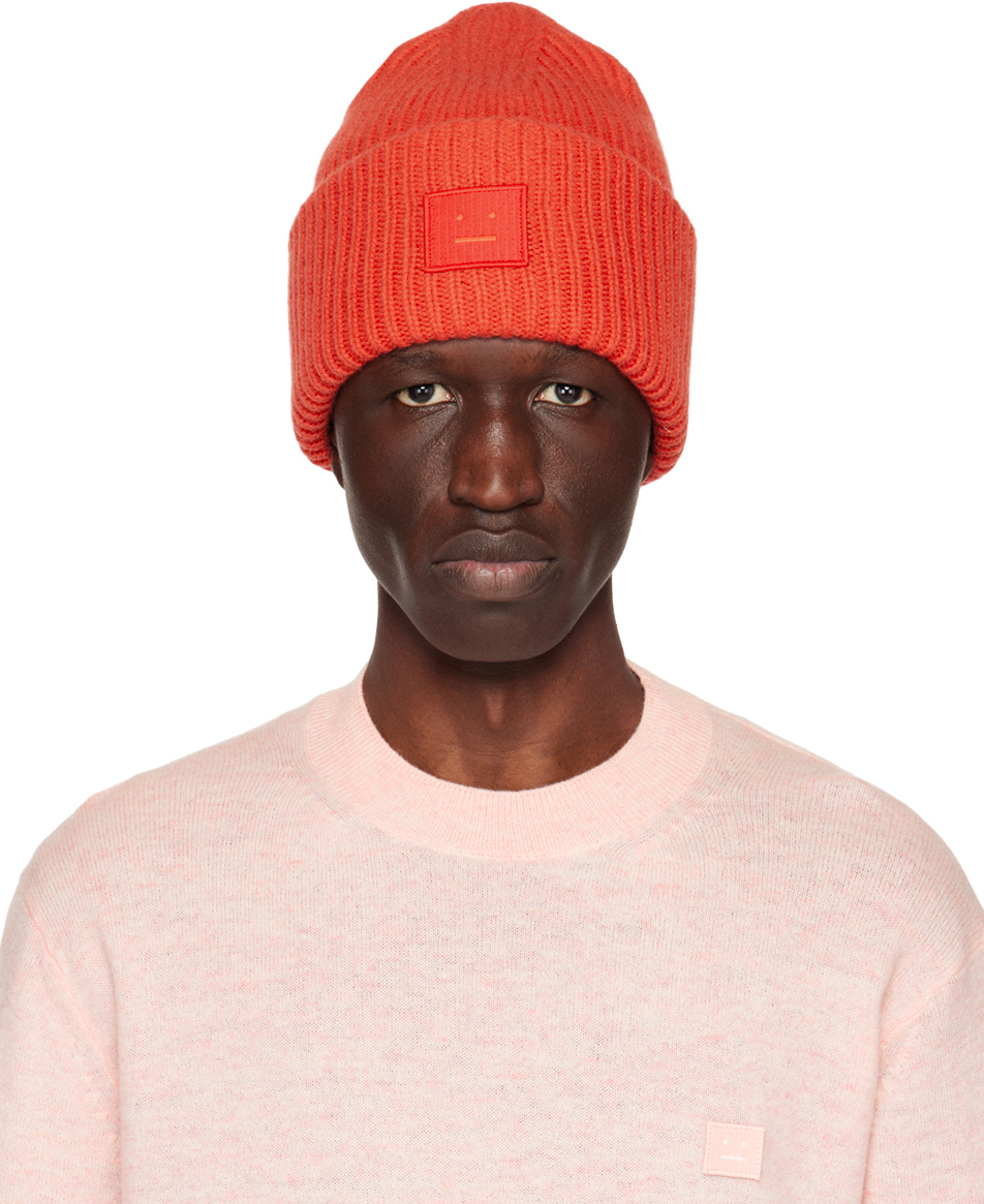 Acne Studios Red Patch Beanie In Acl Sharp Red