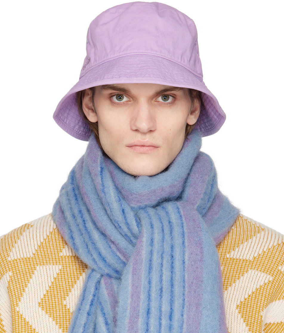 Shop Acne Studios Purple Embroidered Bucket Hat In Bgv Cold Lilac