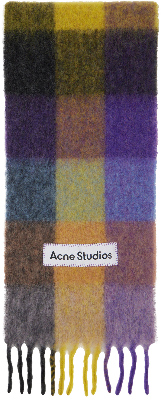Acne Studios Vally Check Alpaca-blend Scarf In Ddh Anthracite Grey/