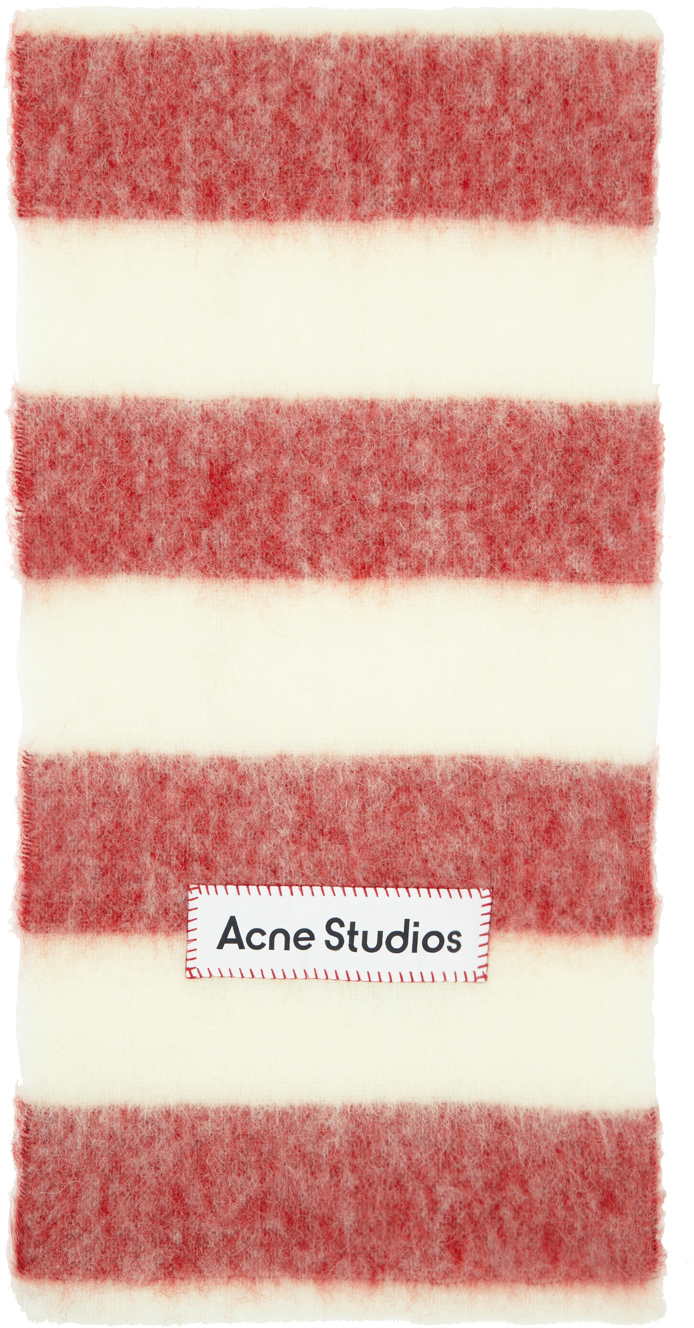 ACNE STUDIOS RED & WHITE STRIPE SCARF