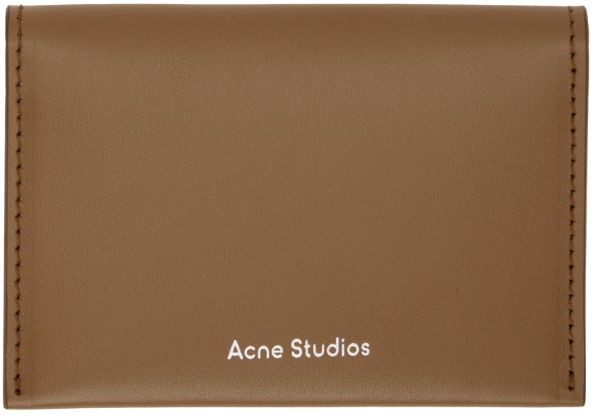 Acne Studios Brown Leather Card Holder In 640 Camel Brown
