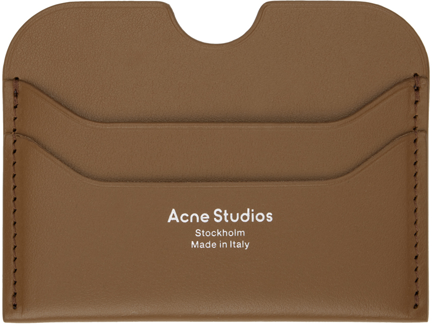 Acne Studios Brown Leather Card Holder In 640 Camel Brown