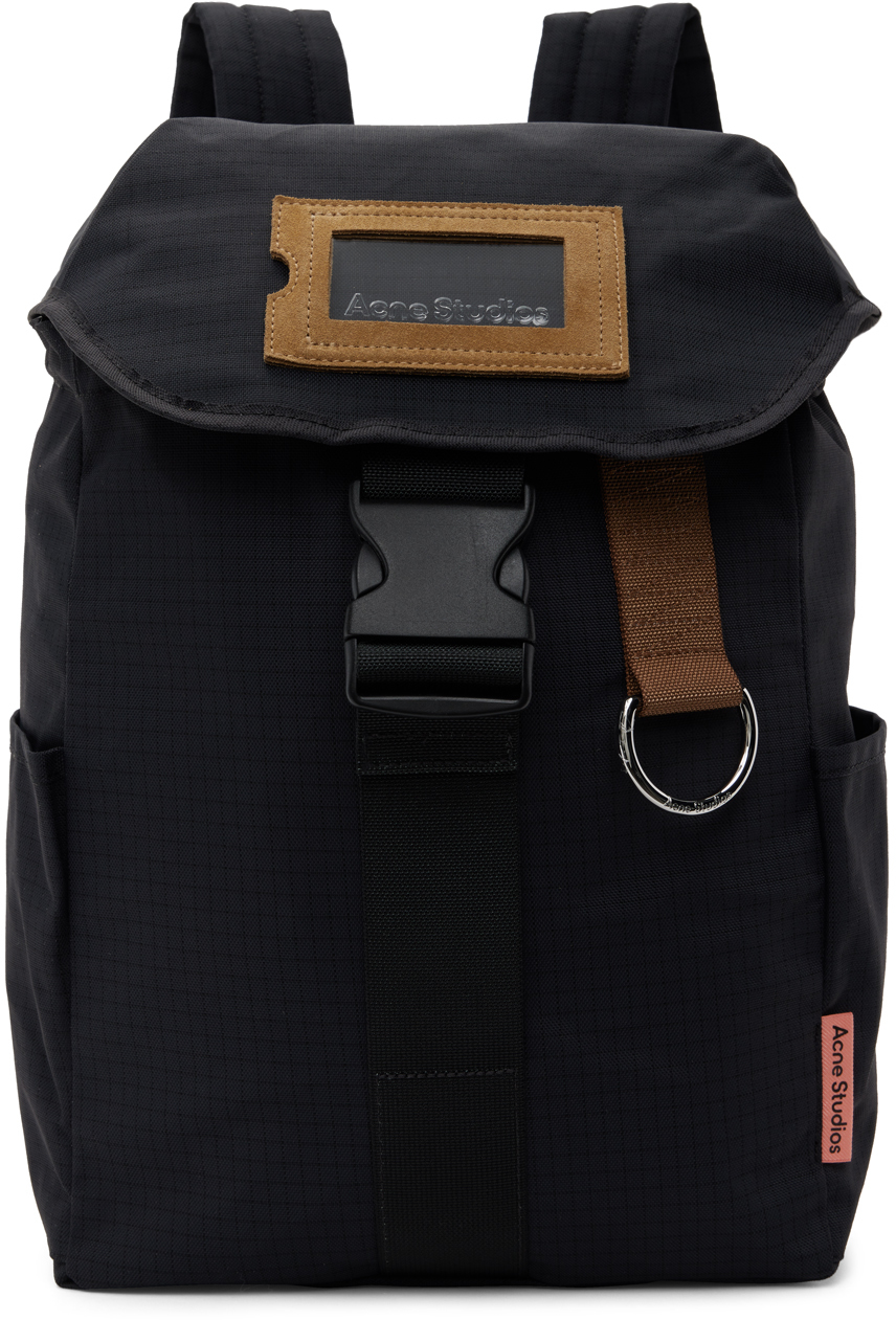 Acne Studios Black Foldover Flap Backpack