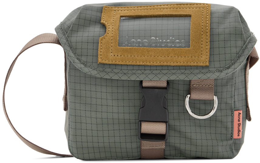 Acne Studios Gray Mini Foldover Flap Messenger Bag In Dc9 Dark Grey/old Pi