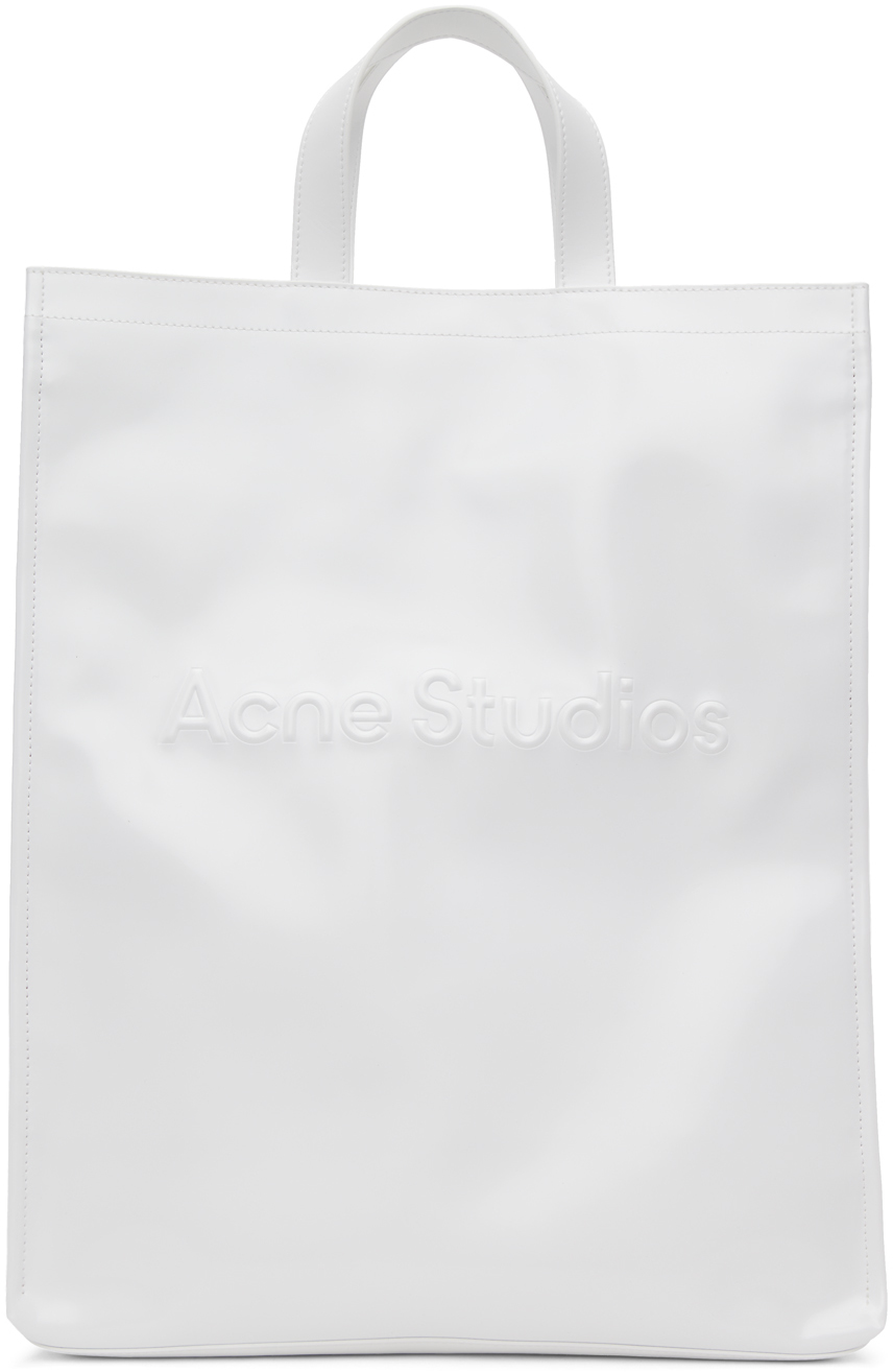 Acne Studios White Logo Tote In 100 White
