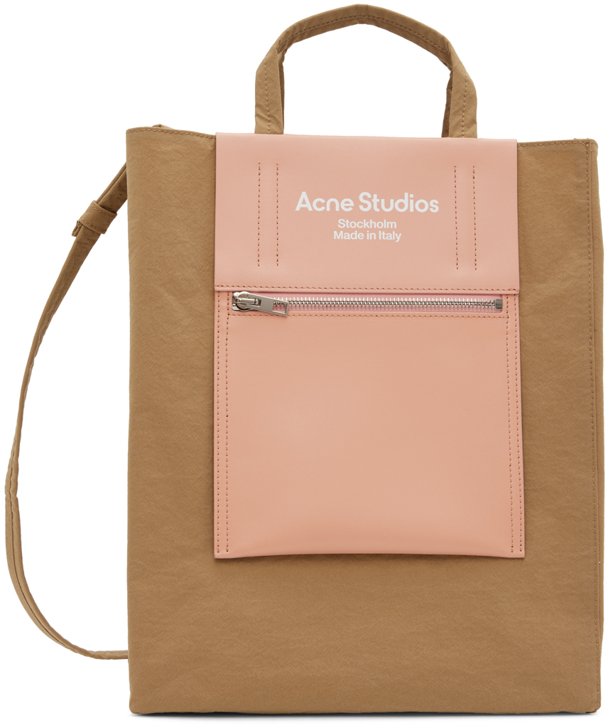 Acne Studios Brown Papery Tote In Aev Brown/pink
