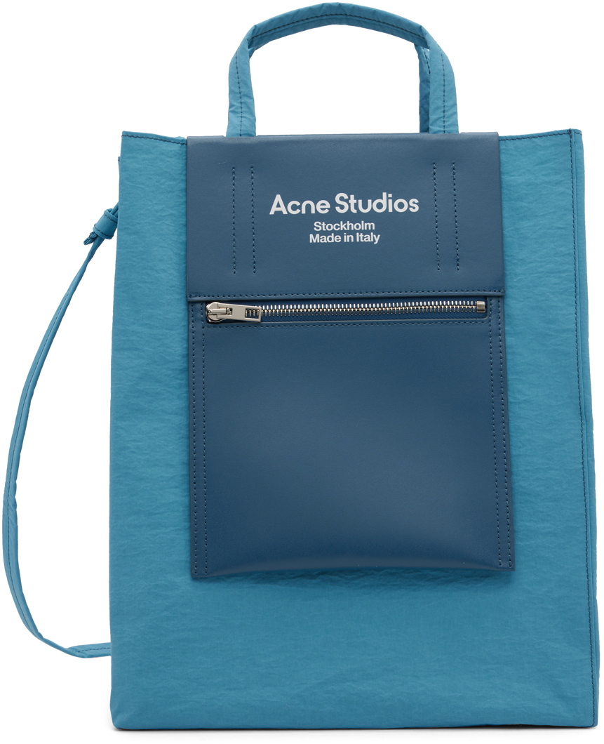 Acne Studios Blue Papery Tote In Azzurro