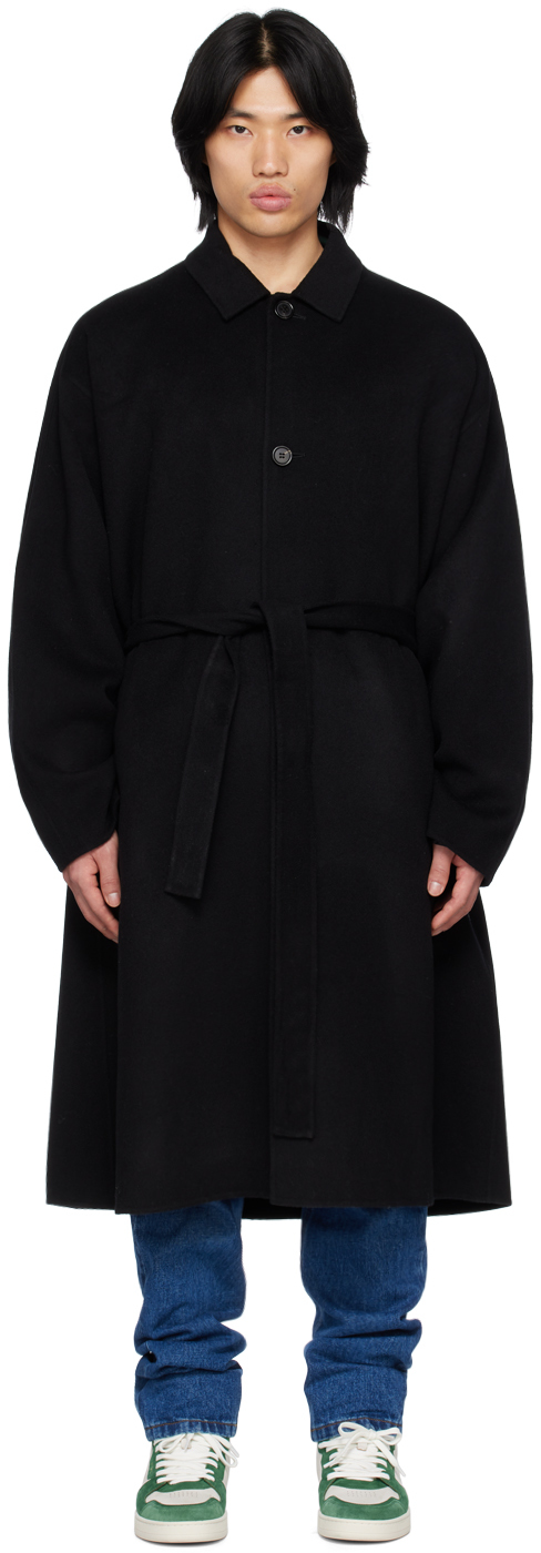 Acne Studios Black Belted Coat In 900 Black