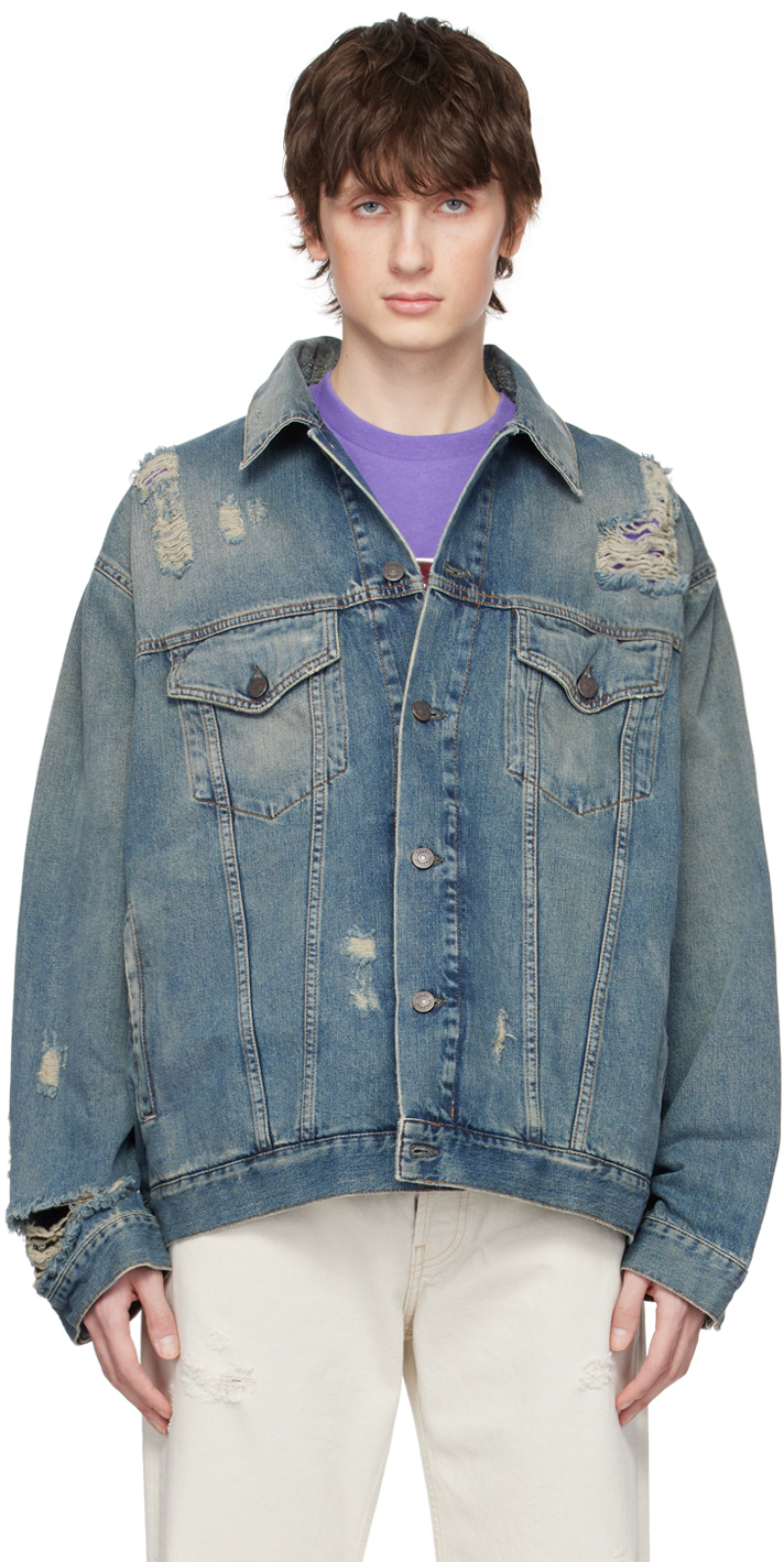 Blue Destroyed Denim Jacket