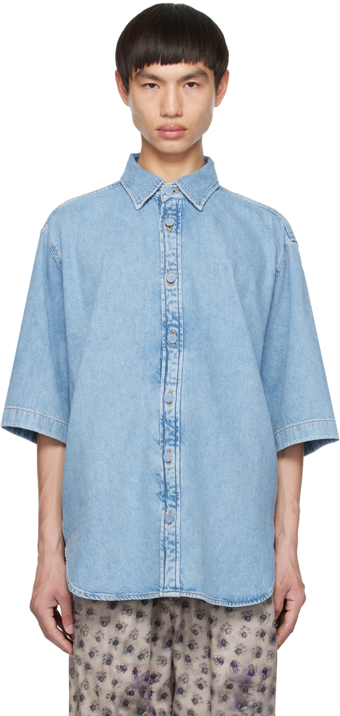 Acne Studios Denim Shirt In Indigo_blue