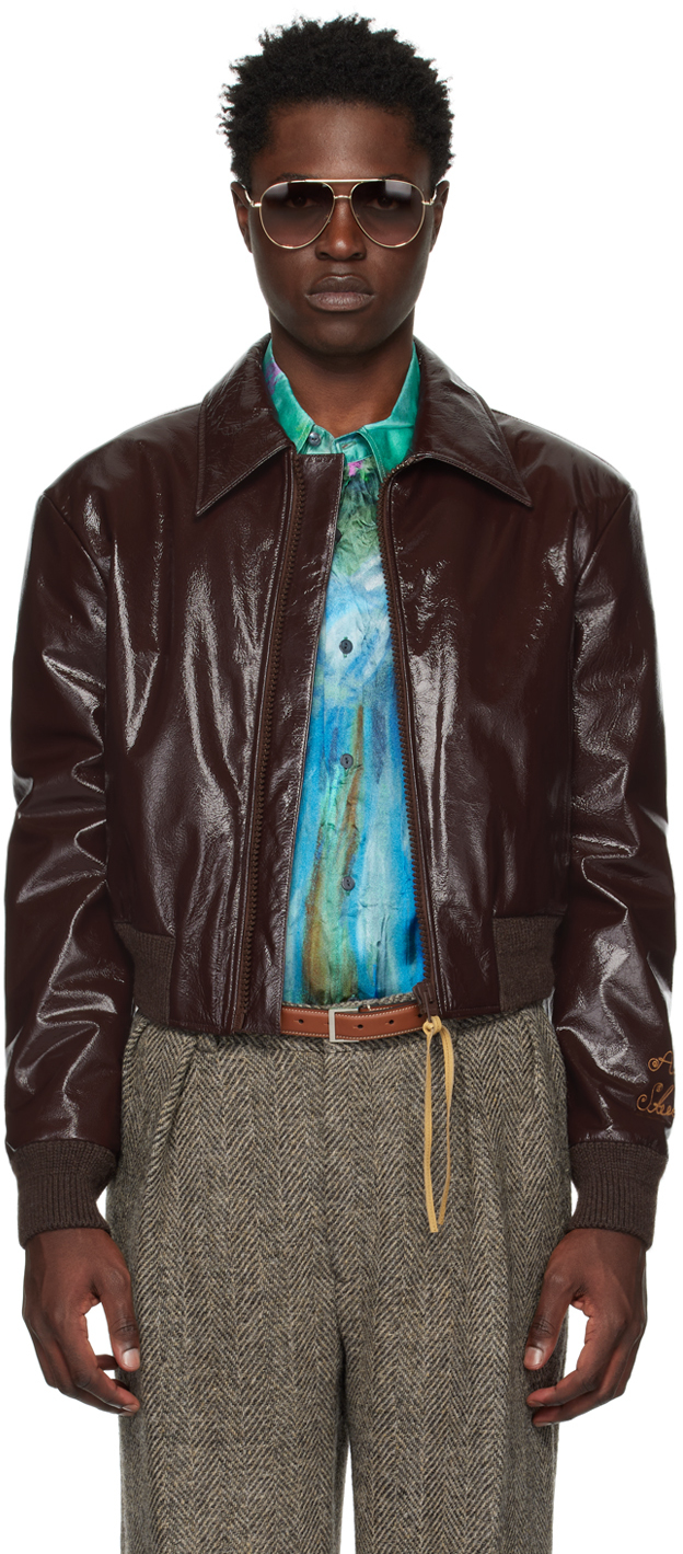 Satin Bomber Jacket in Brown - Acne Studios