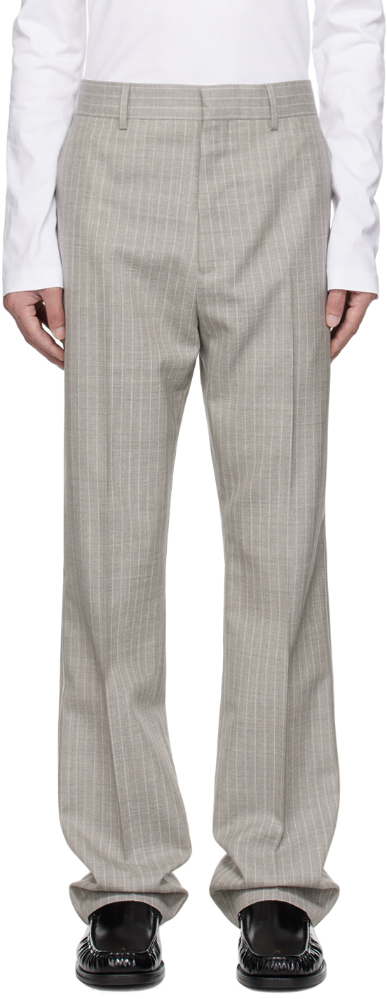 Acne Studios Gray Pinstripe Trousers In Ar8 Pearl Grey