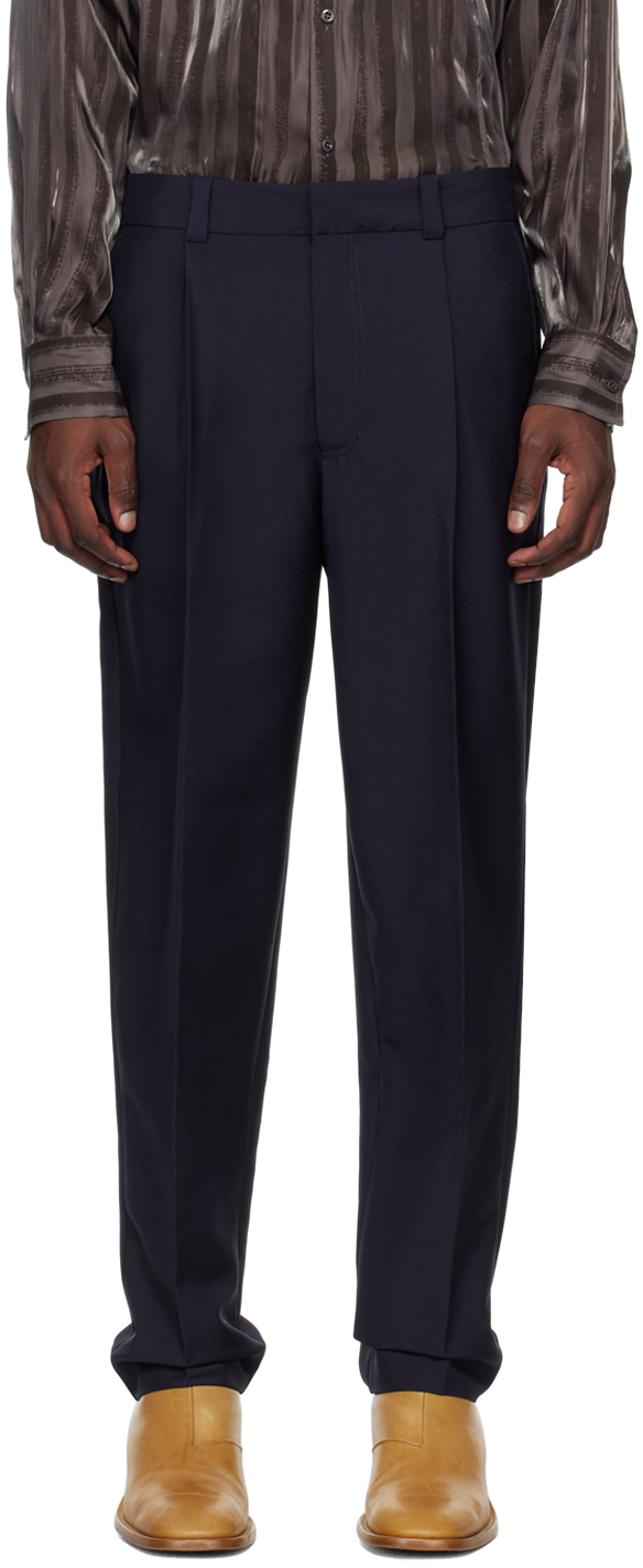 Alexander McQueen Tailored Straight-Leg Trousers in Navy — UFO No More