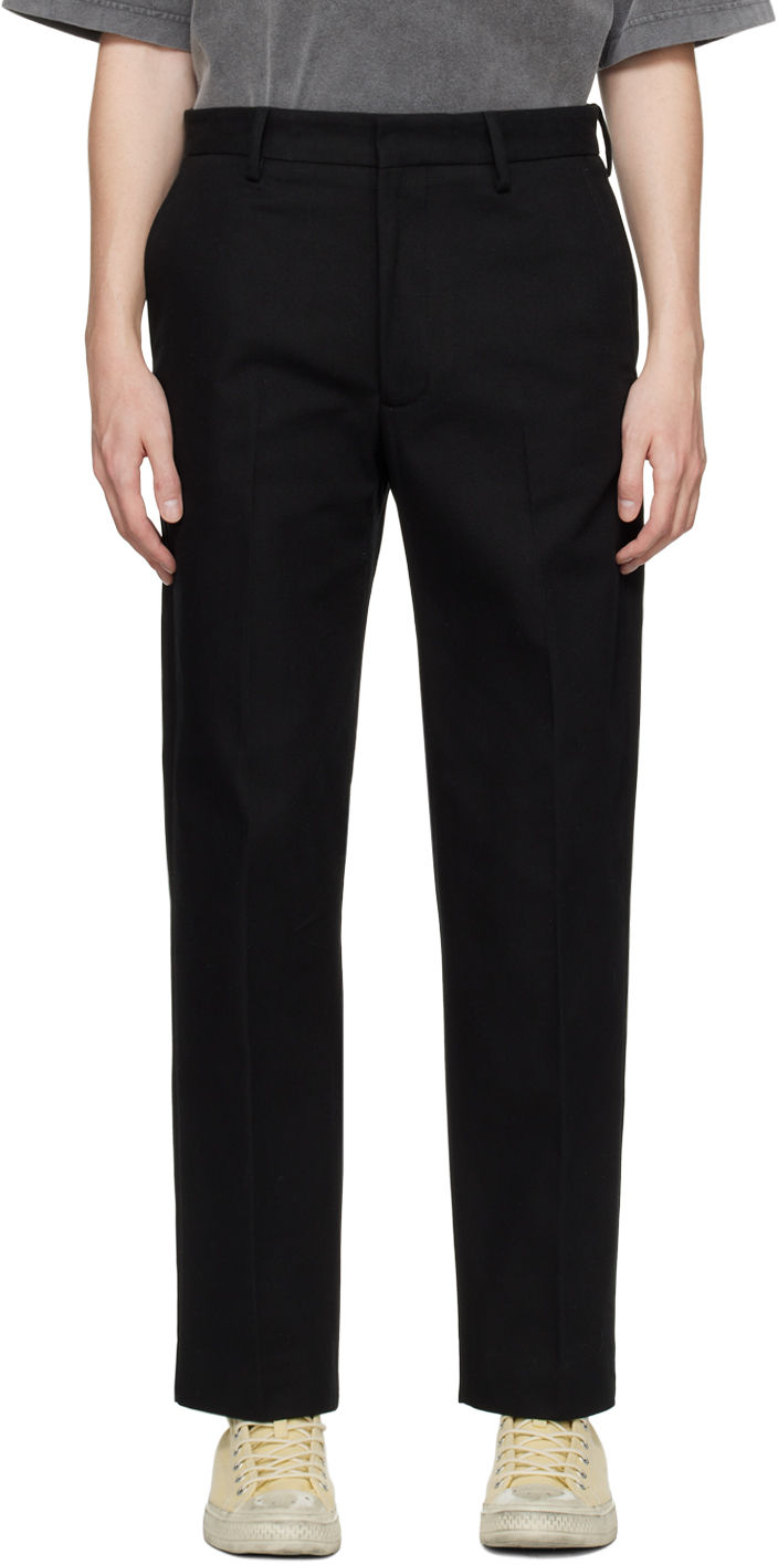 Acne Studios Black Regular Fit Trousers In 900 Black