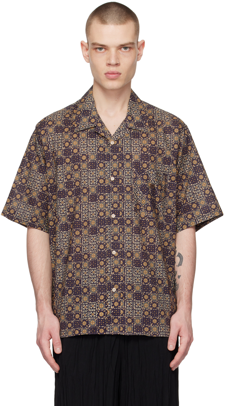 Acne Studios Brown Printed Shirt In Dcq Cacao Brown/mult