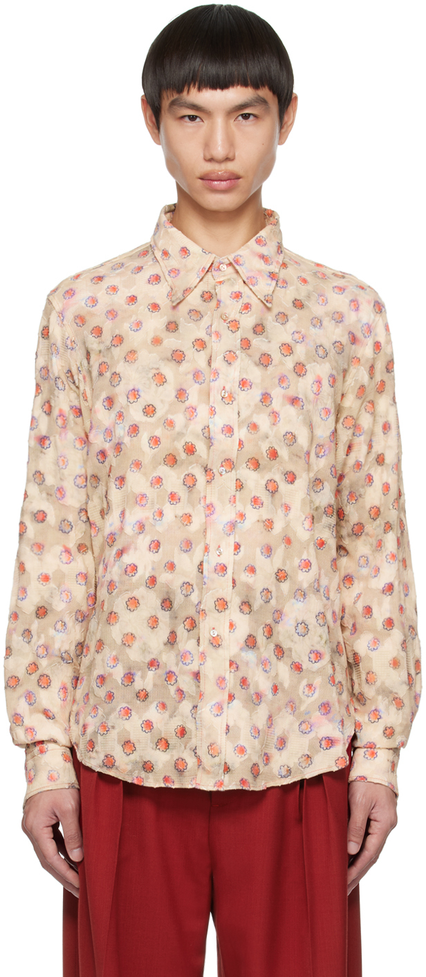 Acne Studios Floral-print Cotton Shirt In Neutrals | ModeSens