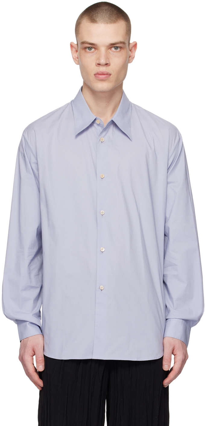 Acne Studios Point-collar Stretch-cotton Shirt In Blue