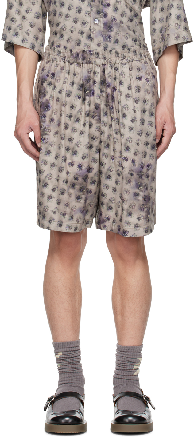 Gray Floral Shorts by Acne Studios on Sale