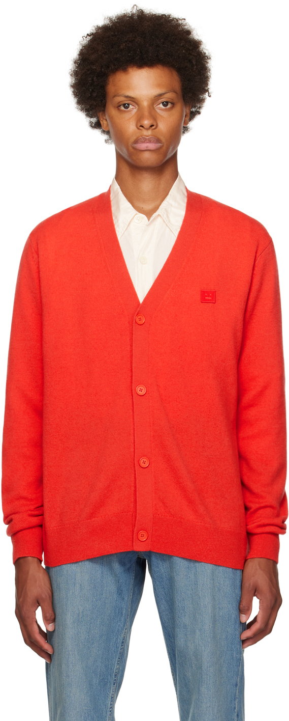 Acne Studios Red Y-neck Cardigan In Acl Sharp Red