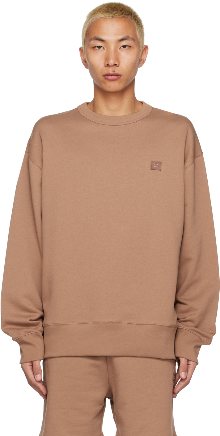 Acne Studios Face-patch Cotton Sweatshirt In 褐色