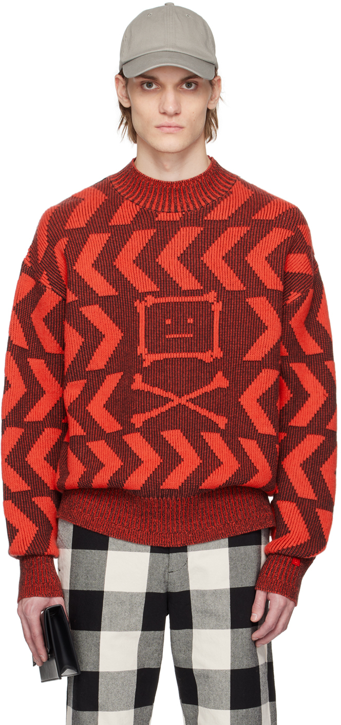 Acne Studios Red Mock Neck Sweater