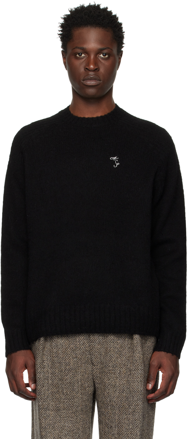 Acne Studios: Black Embroidered Sweater | SSENSE Canada