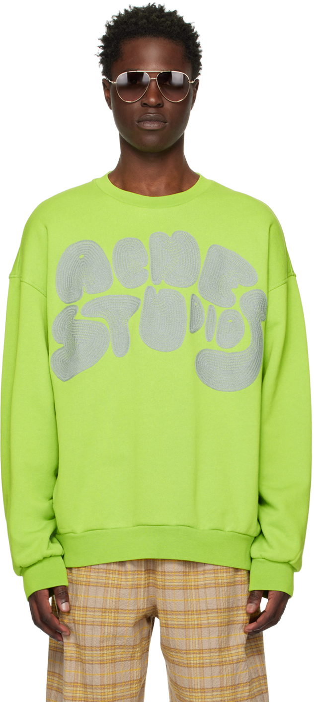 Shop Acne Studios Green Bubble Sweatshirt In Abe Lime Green