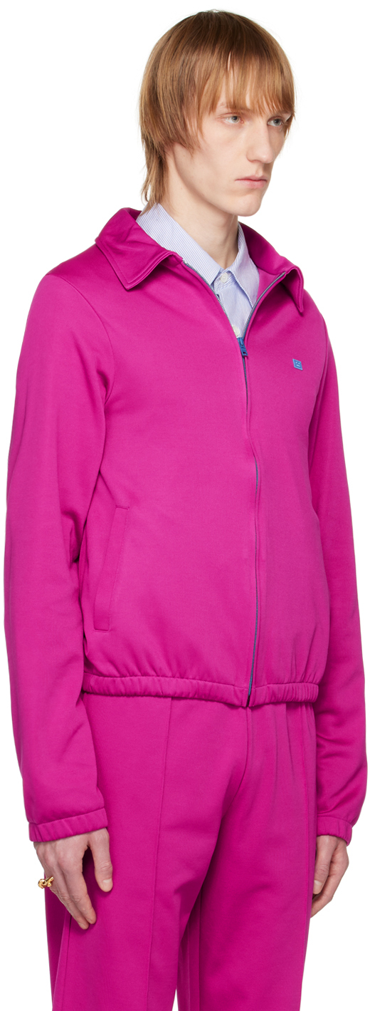 Acne Studios Pink Embroidered Track Jacket In Act Fuchsia Pink