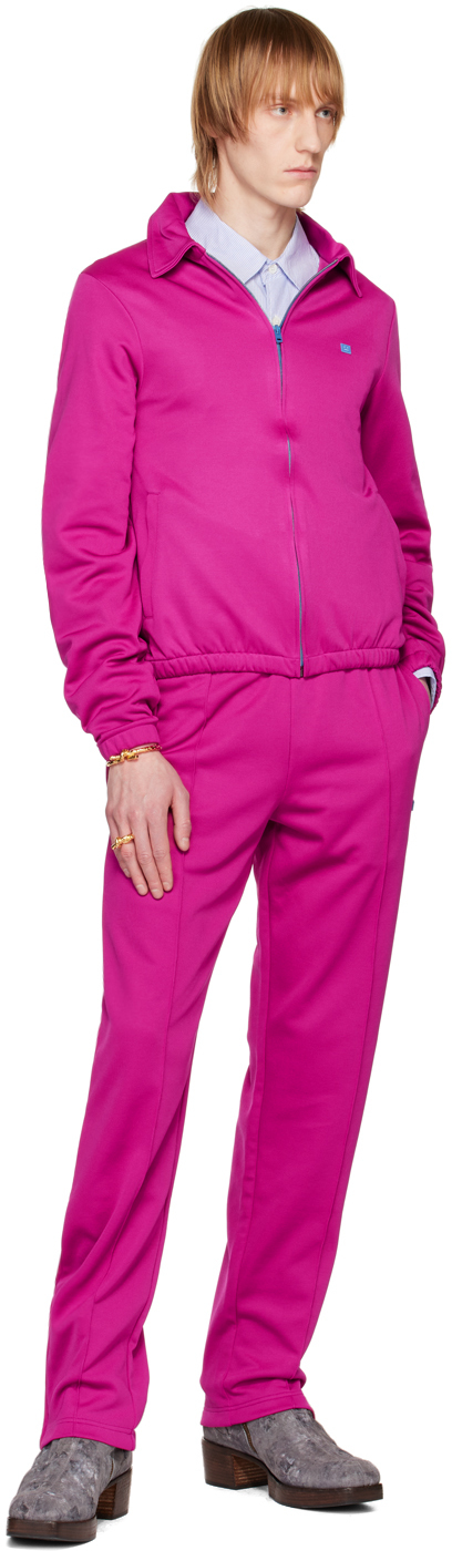 Acne Studios Pink Embroidered Track Jacket In Act Fuchsia Pink