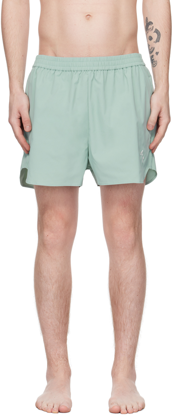 Shop Acne Studios Green Embroidered Swim Shorts In Bbc Pale Jade