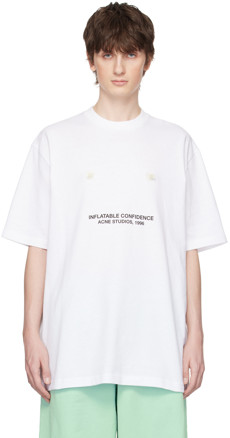 Acne Studios: White 'Inflatable Confidence' T-Shirt | SSENSE Canada