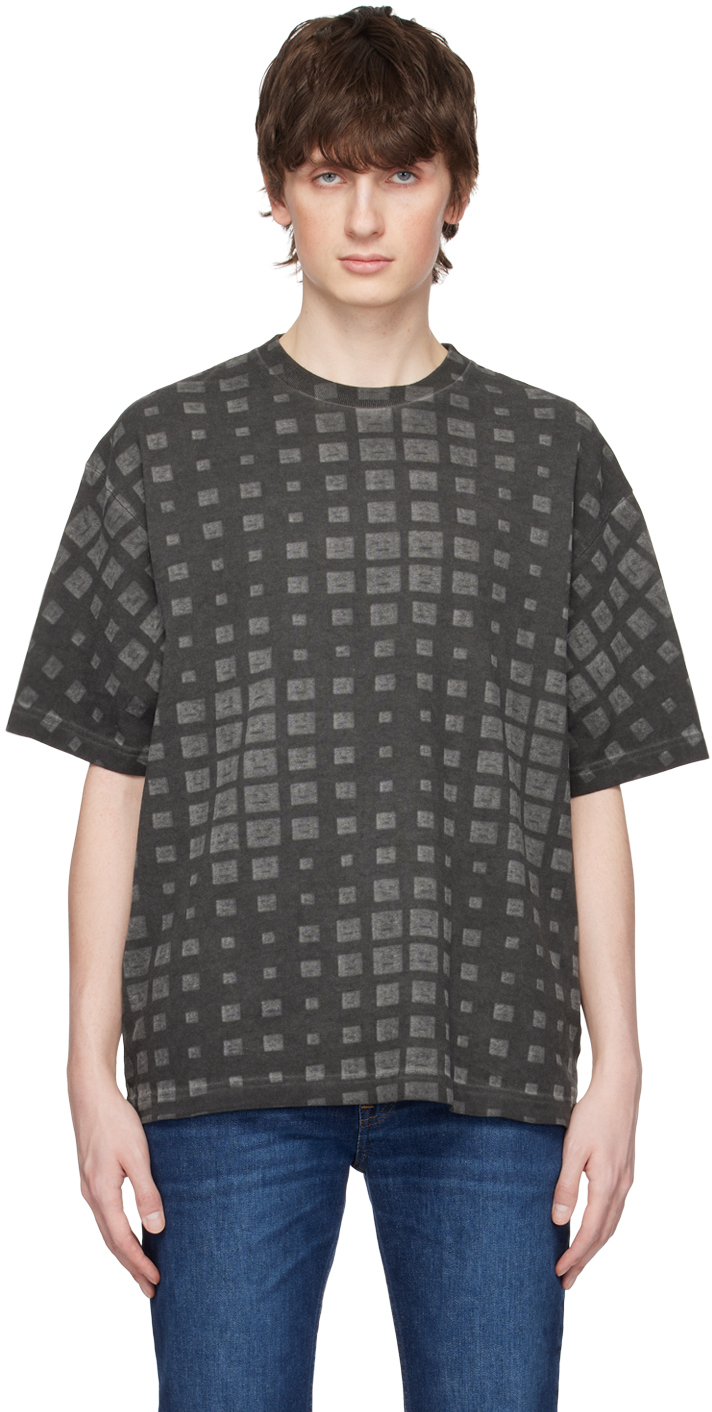 Acne Studios Black Check T-shirt In 900 Black