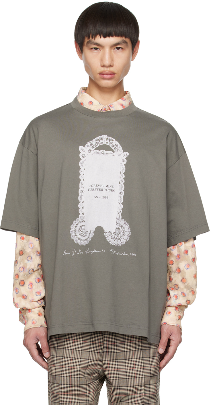 Shop Acne Studios Gray Printed T-shirt In Aa3 Dark Grey