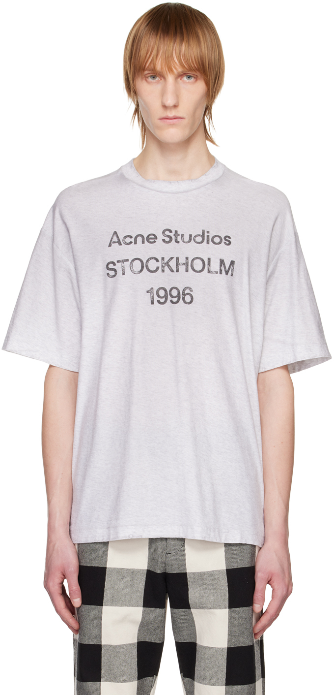 Acne Studios: グレー プリントTシャツ | SSENSE 日本